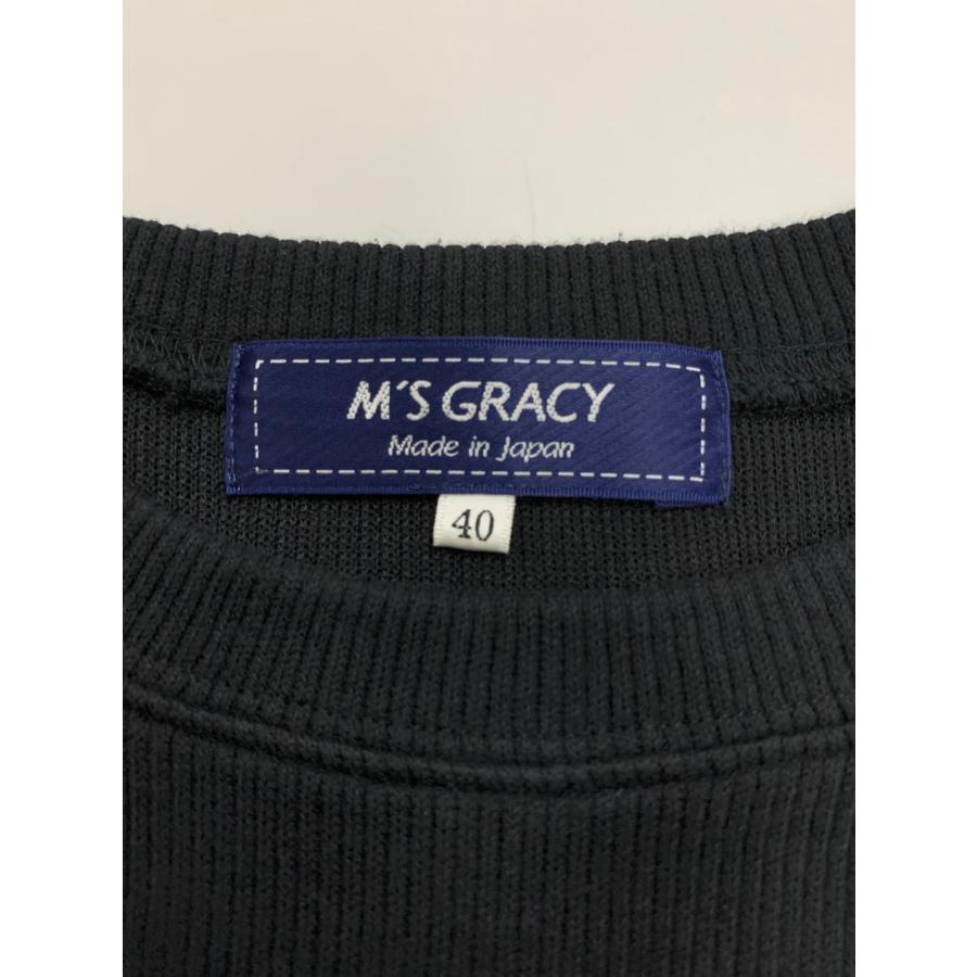 エムズグレイシー 411347 ワンピース 40 ブラック 花 ニット 異素材