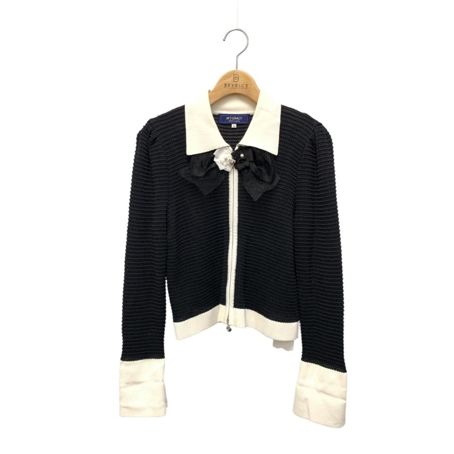 ♡新品タグ付♡エムズグレイシー♡2024年バイカラージップアップニットジャケット ♡新品タグ付♡エムズグレイシー♡2024年バイカラージップアップ