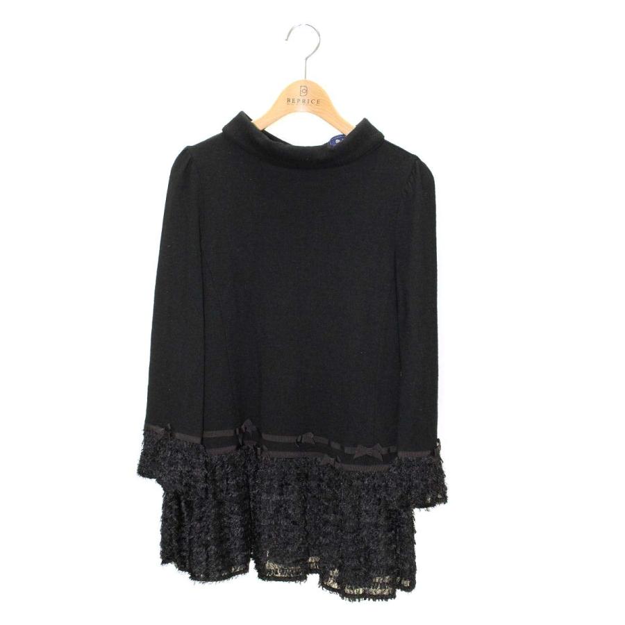 M'S GRACY ブラックチュニック 40 エムズグレイシー リボン トップス エムズグレイシー 525707 トップス 40 ブラック リボン ITO3GFU2LT98