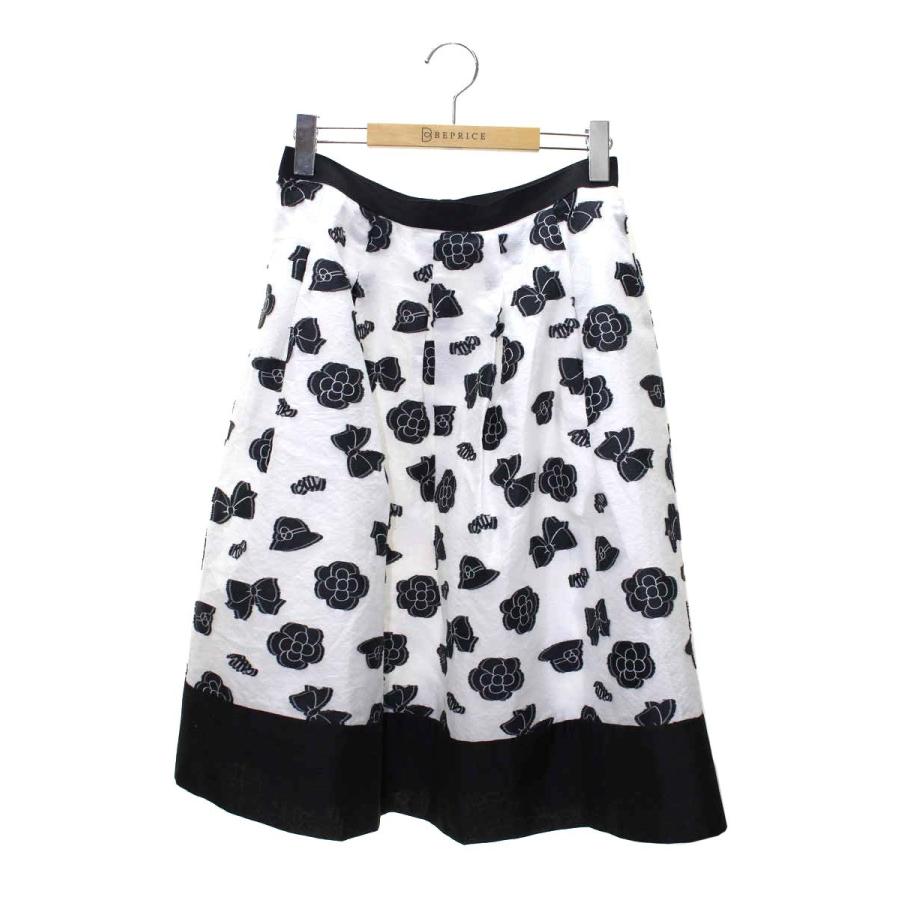 エムズグレイシー 217115 スカート 40 ホワイト/ブラック カメリア  