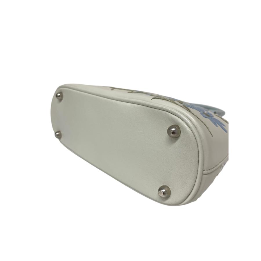 フォクシー マカロンバッグ ハンドバッグ ホワイト フラワー 刺繍  