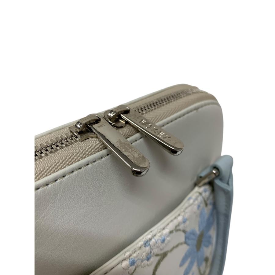 フォクシー マカロンバッグ ハンドバッグ ホワイト フラワー 刺繍  