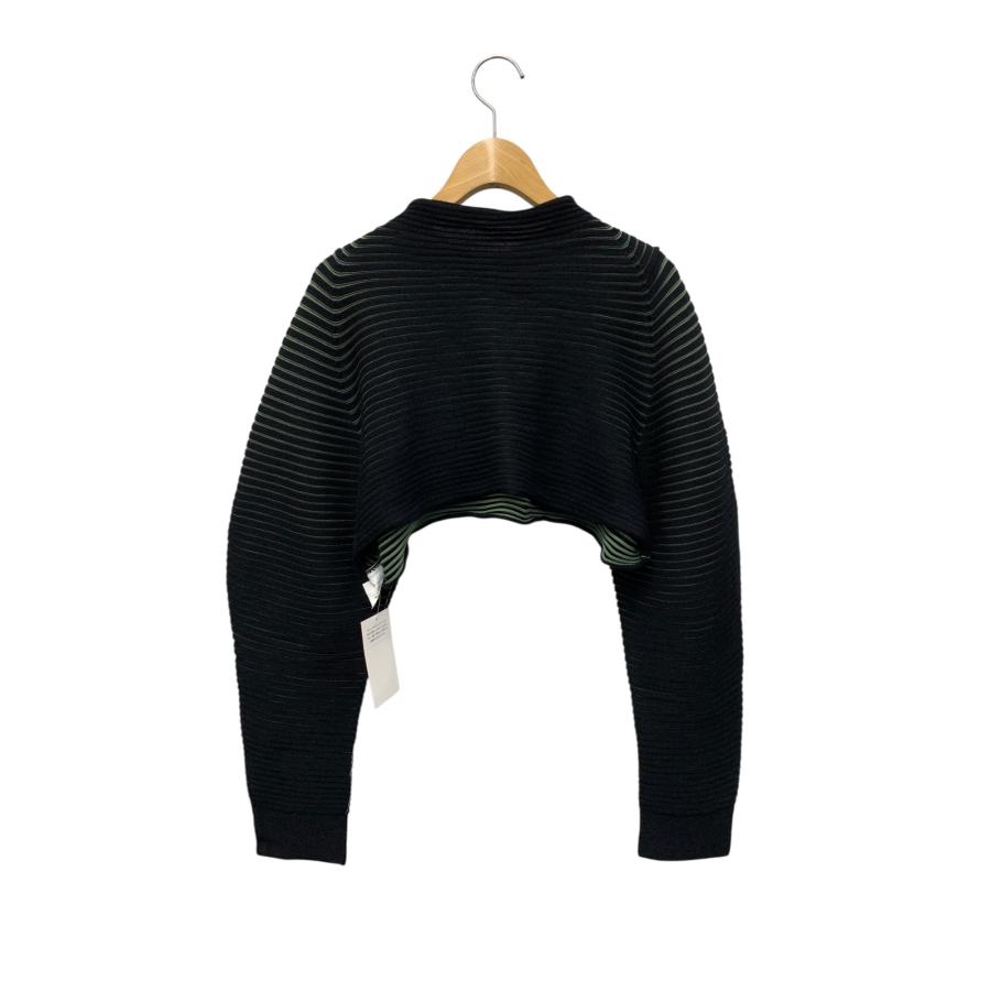 イッセイミヤケ IM43KKN258 ニット 2 ブラック ボトルネック クロップド ITPPG07GRSWM ISSEY MIYAKE - イッセイミヤケ IM43KKN258 ニット 2 ブラック ボトル