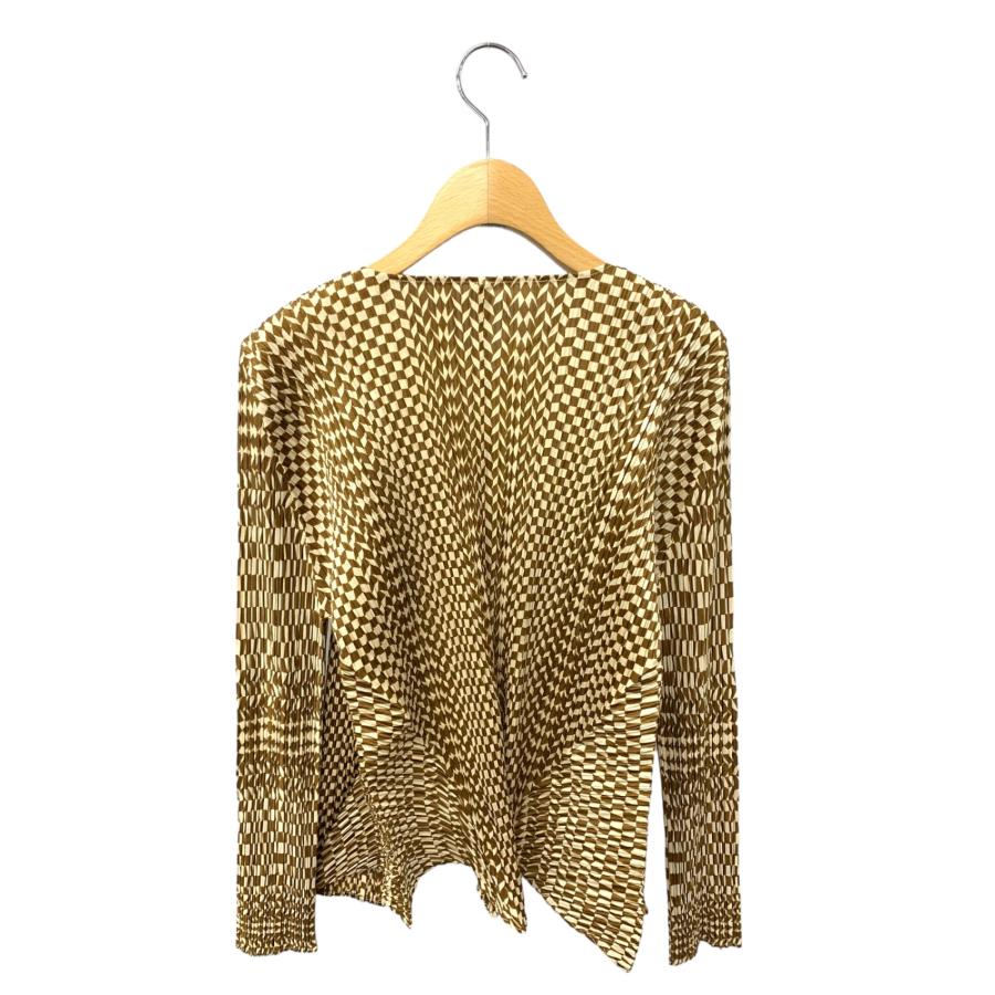 美品 プリーツプリーズ イッセイミヤケ 厚手 ニット カーディガン ブラウン 3 PLEATS PLEASE ISSEY MIYAKE / プリーツプリーズイッセイミヤケ | 変形