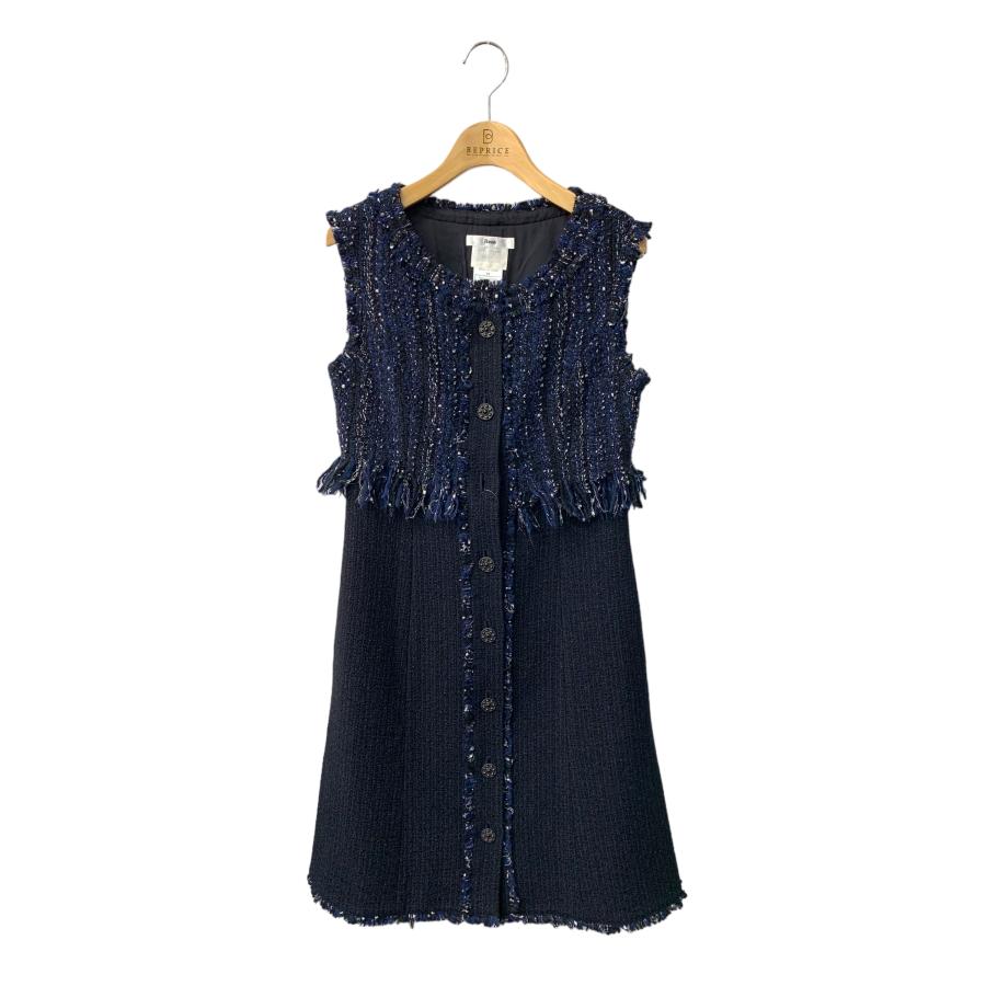 ルネ 6846510 ワンピース 34 ネイビー ツイード ITQ6LC9CROX0  