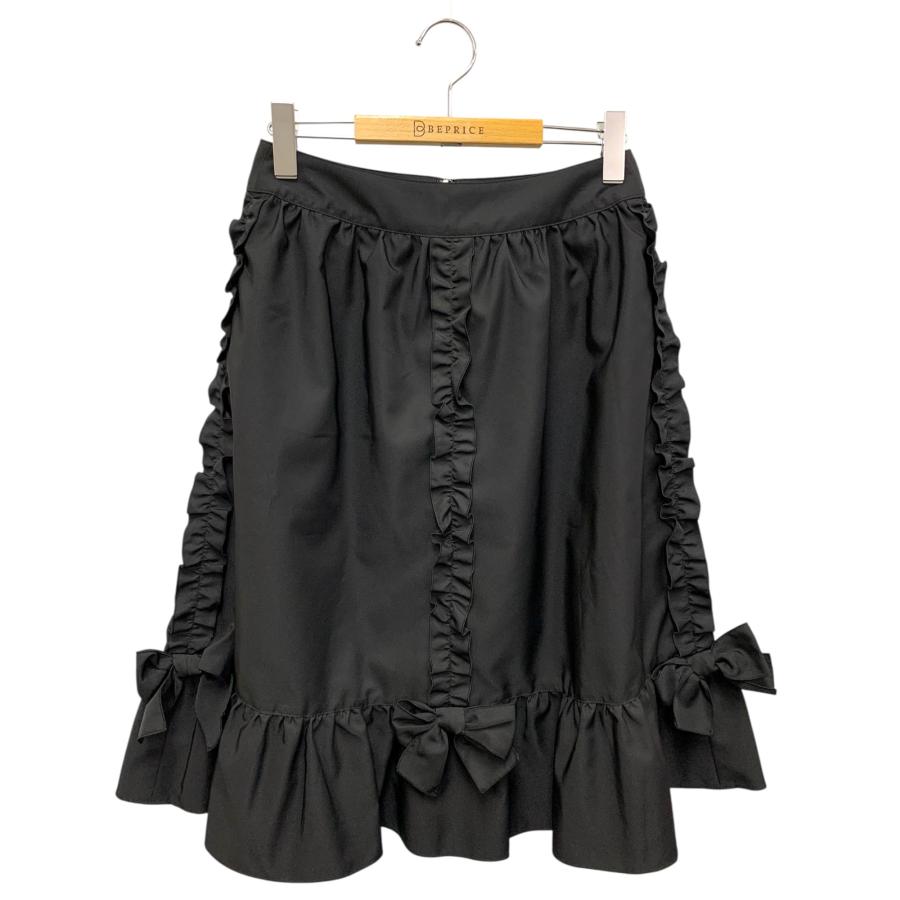 エムズグレイシー フリル・リボン付きタフタスカート 417531 38  