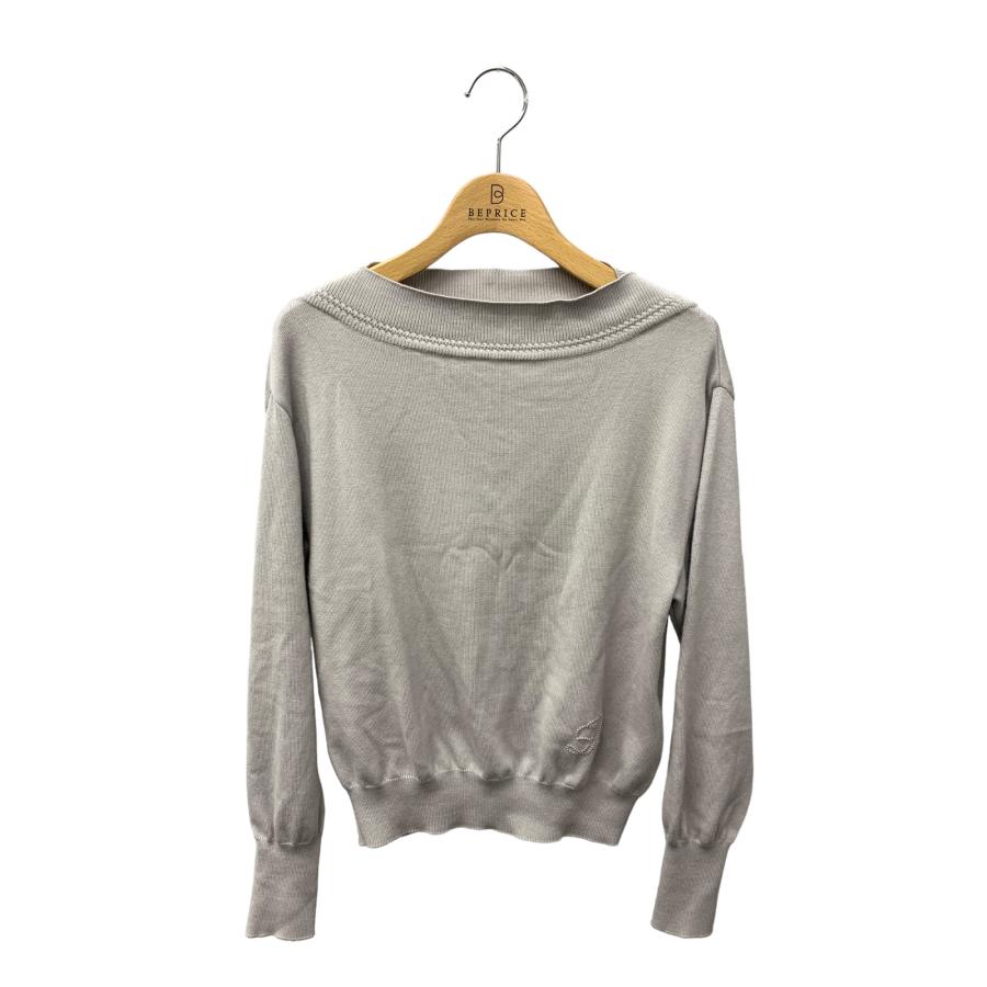 フォクシー　ニット 2022Lunetta グレージュ　38 ロゴ刺繍42614 フォクシーブティック Knit Top Lunetta 42614 ニット 38 グレー