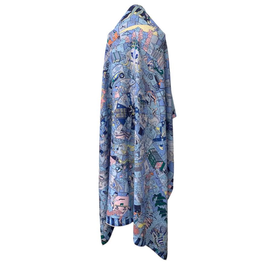HERMES エルメス　大判ストールカシシル　VOYAGE EN ETOFFES Hermès Voyage en etoffes Cashmere Shawl - Vintage Lux