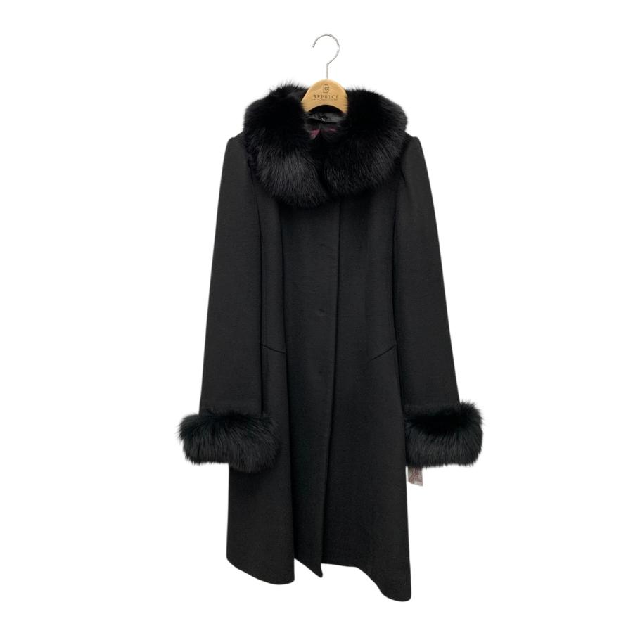 スーパービューティー ロングコート 44 ブラック フォックスファー