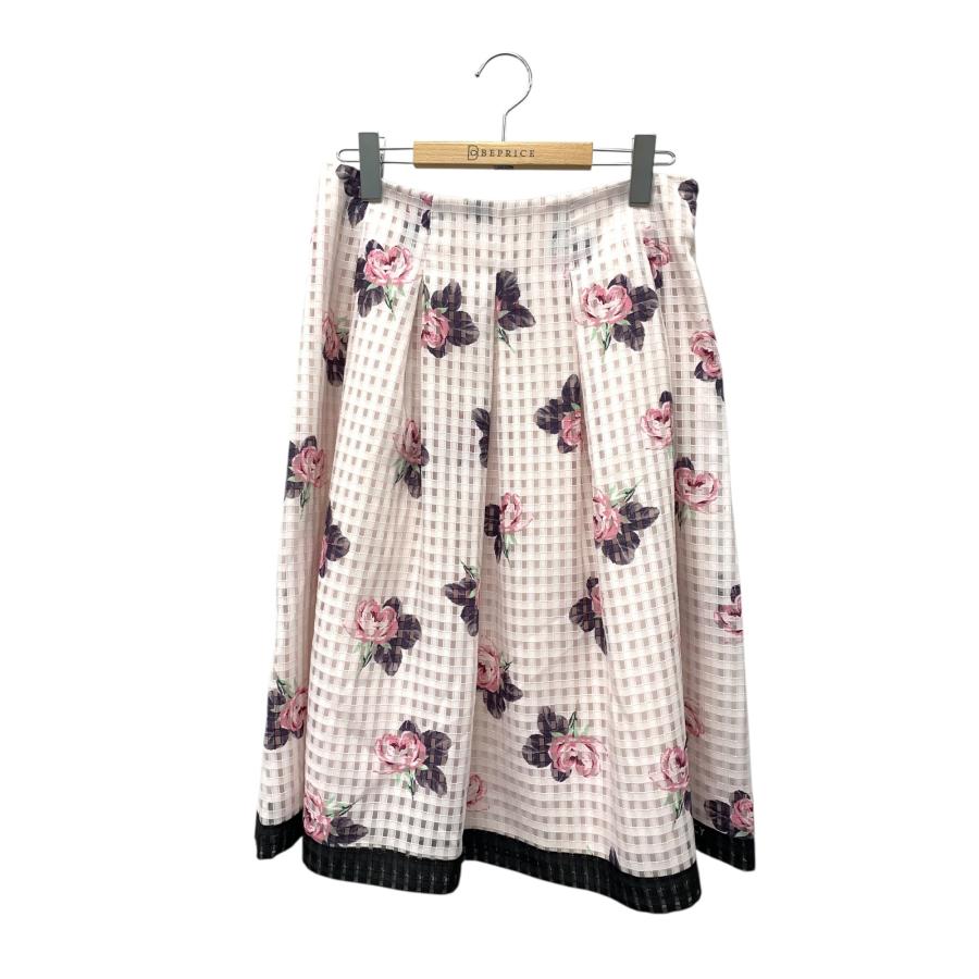 エムズグレイシー 517101 スカート 40 ピンク フラワーモチーフ タック