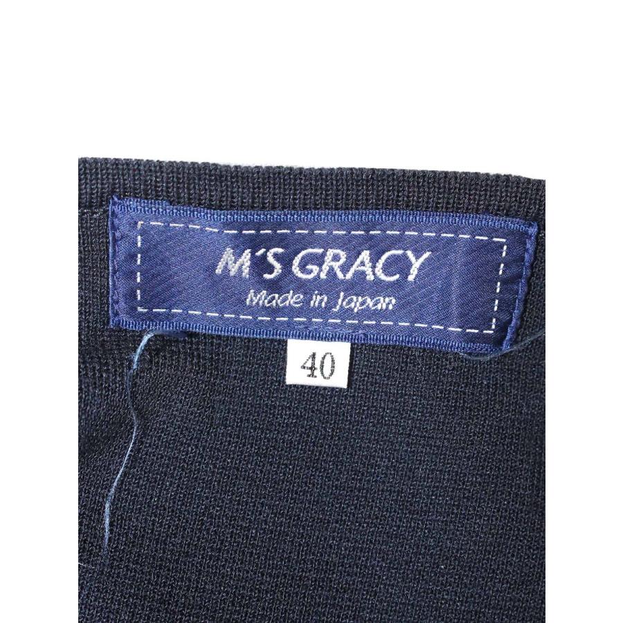 エムズグレイシー 818130 ワンピース 40 ネイビー ニット スパンコール