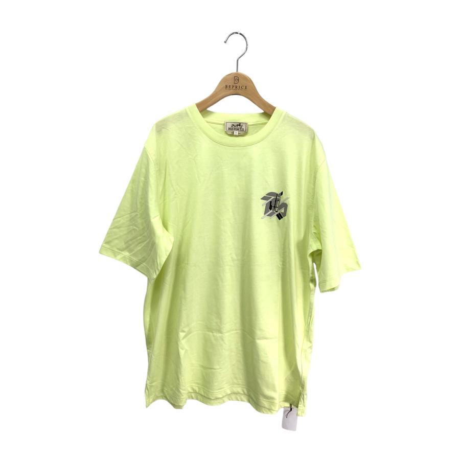 エルメス Tシャツ ミニレザーパッチ L イエロー レザー コットン 2023