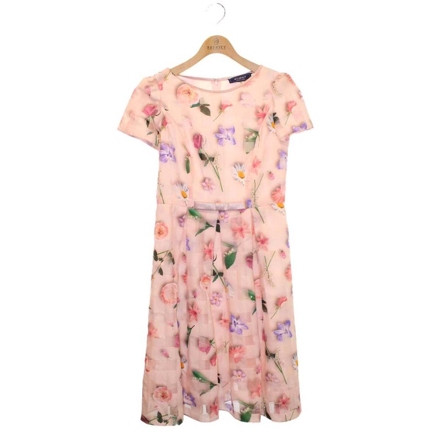 新品M'sグレイシー　ワンピース　ピンクの花モチーフドレス　上品フォーマル　美品 エムズグレイシー Organdy Flower Dress 911111 ワンピース 38 ピンク