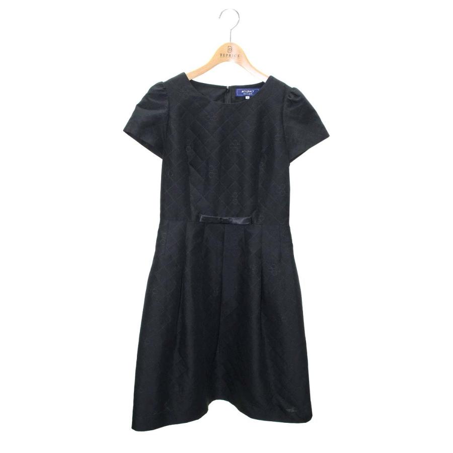 エムズグレイシー 011505 ワンピース 38 ブラック フラワーモチーフ