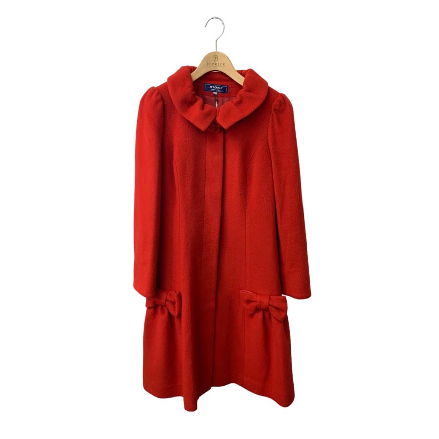 エムズグレイシー 729517 コート 38 レッド ウール混 フラワーボタン