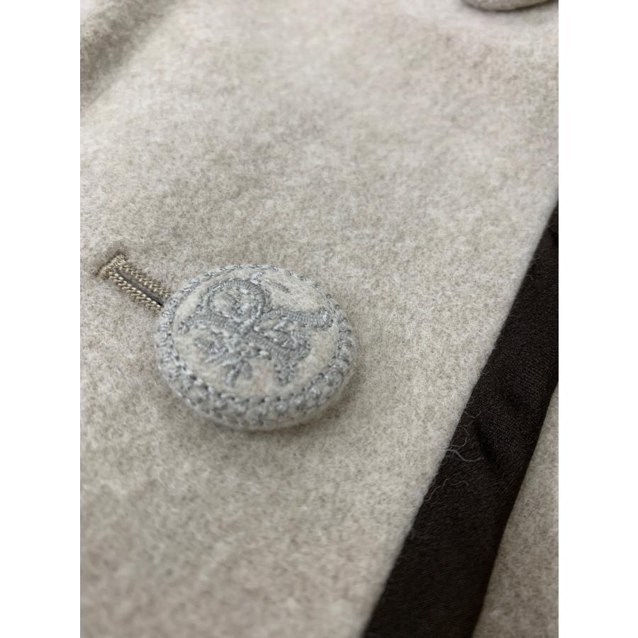 ルネ Rene ケープコート ワッペン付き 刺繍ボタン ウール ベージュ 36