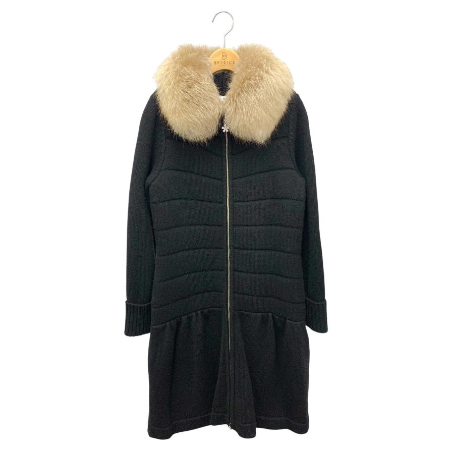 ルネ 6032077 ジップカーディガン 36 ブラック カシミヤ フォックス