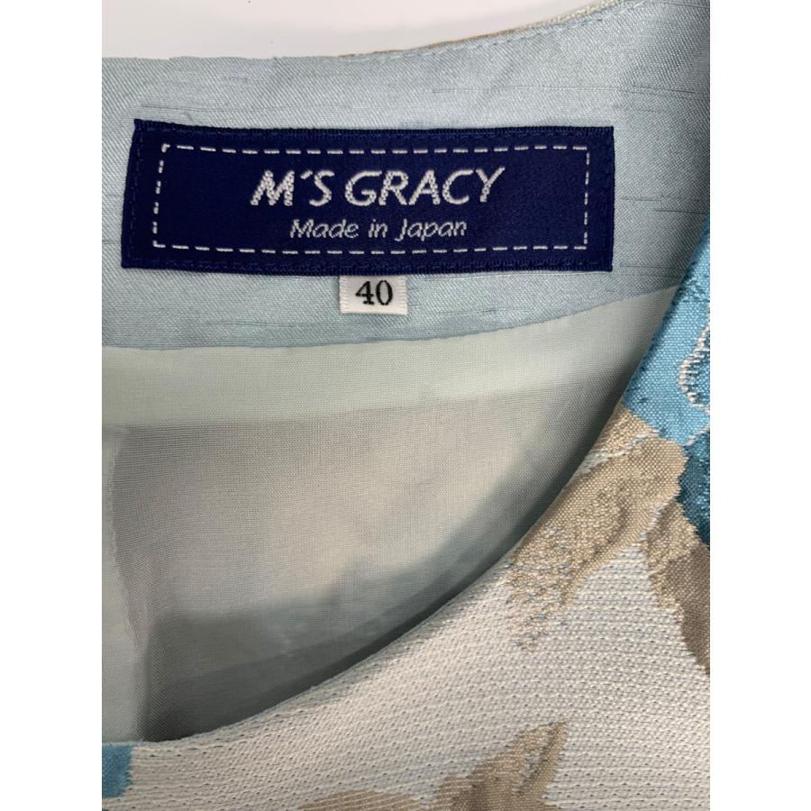 エムズグレイシー 721545 ワンピース 40 ブルー ローズモチーフ