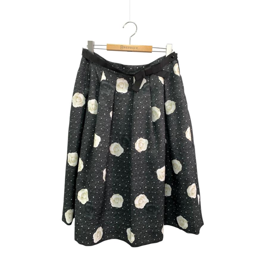 エムズグレイシー 417519 スカート 42 グレー フラワーモチーフ  