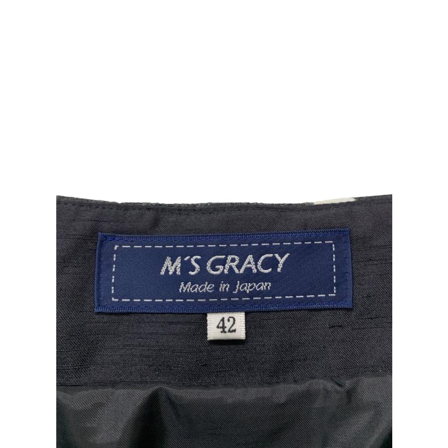 エムズグレイシー 417519 スカート 42 グレー フラワーモチーフ  