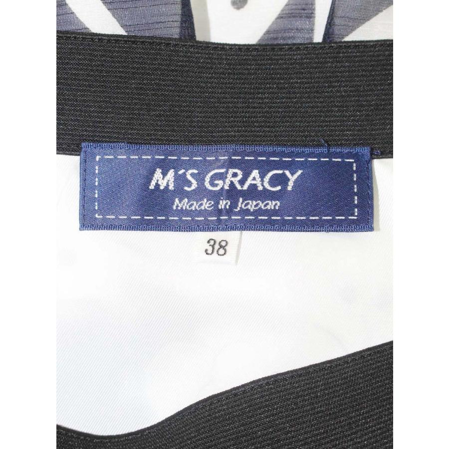 エムズグレイシー 517319 スカート 38 ホワイト カメリア リボン