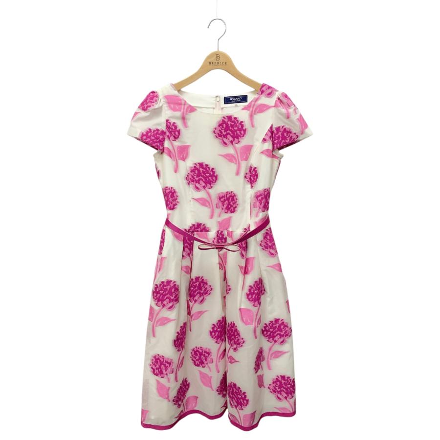 エムズグレイシー Jacquard Pink Dress 911332 ワンピース 40 ホワイト
