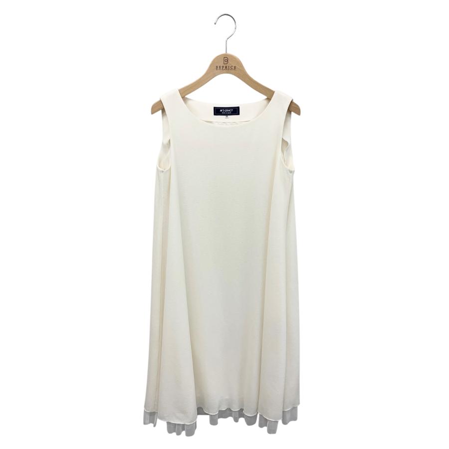 エムズグレイシー 411306 ワンピース 38 ホワイト シアー素材Aライン