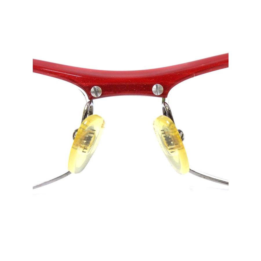 アランミクリ a0490-15 メガネ レッド セルフレーム ハーフリム