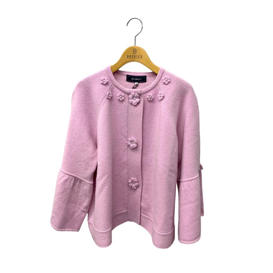 エムズグレイシー 318627 カーディガン 40 ピンク フラワーモチーフ  