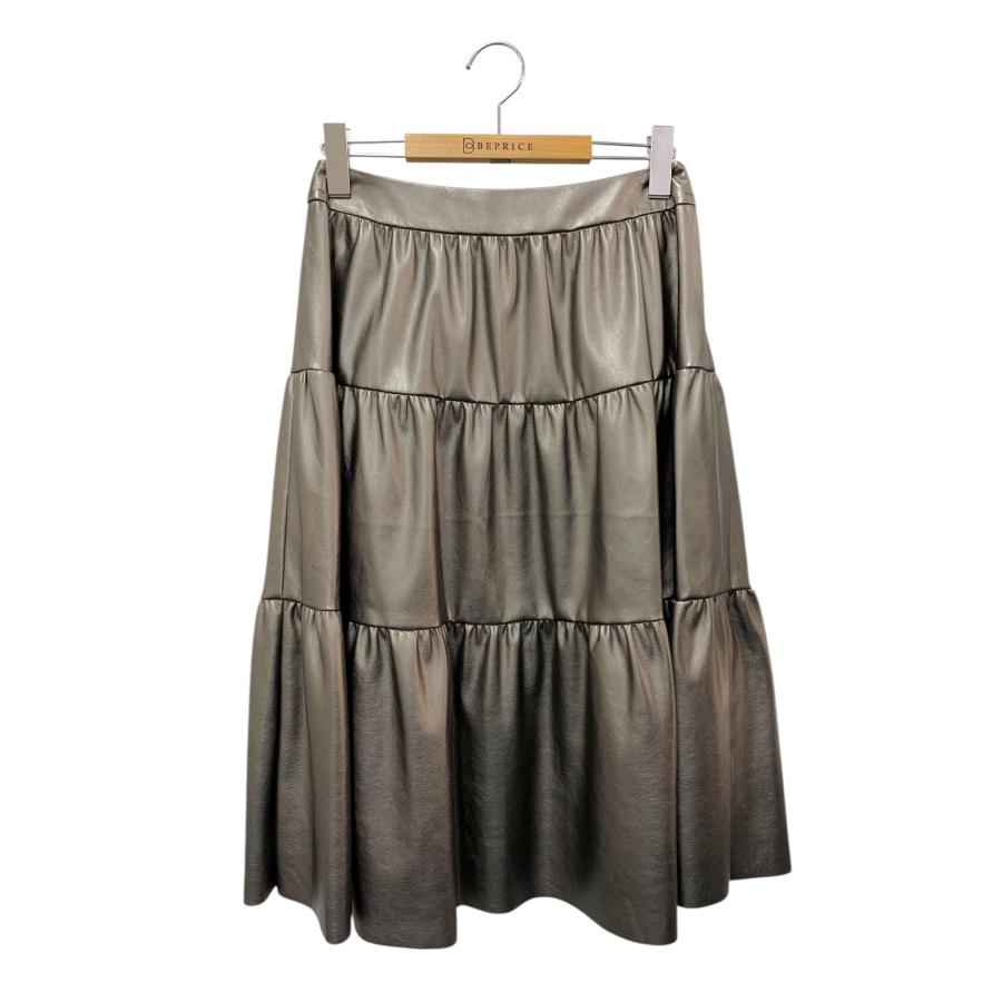 エムズグレイシー 417527 スカート 38 シルバー フェイクレザー