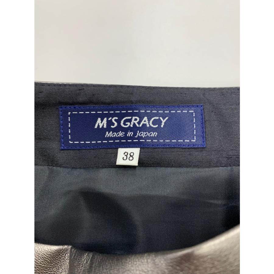 エムズグレイシー 417527 スカート 38 シルバー フェイクレザー