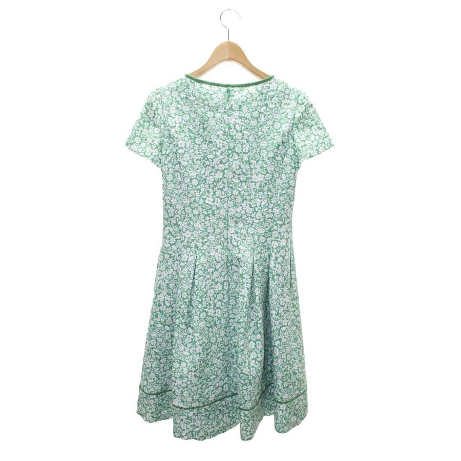 エムズグレイシー 111110 ワンピース 38 グリーン ジャガード フラワー
