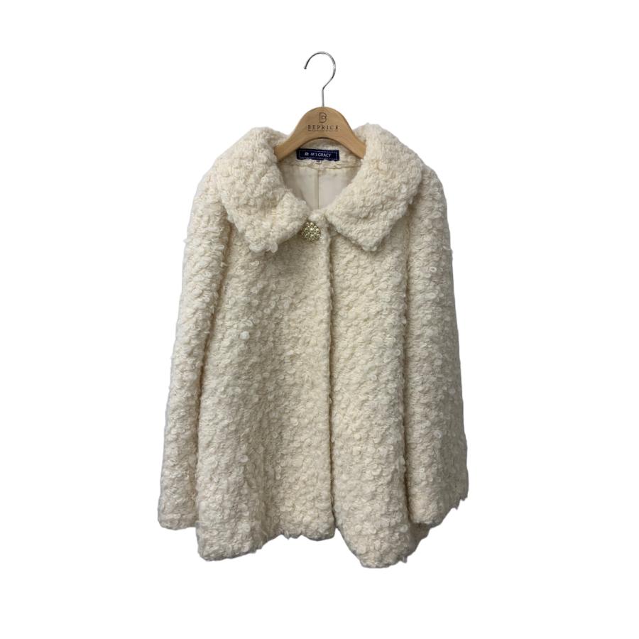 エムズグレイシー 529529 ショートコート 38 アイボリー パールボタン