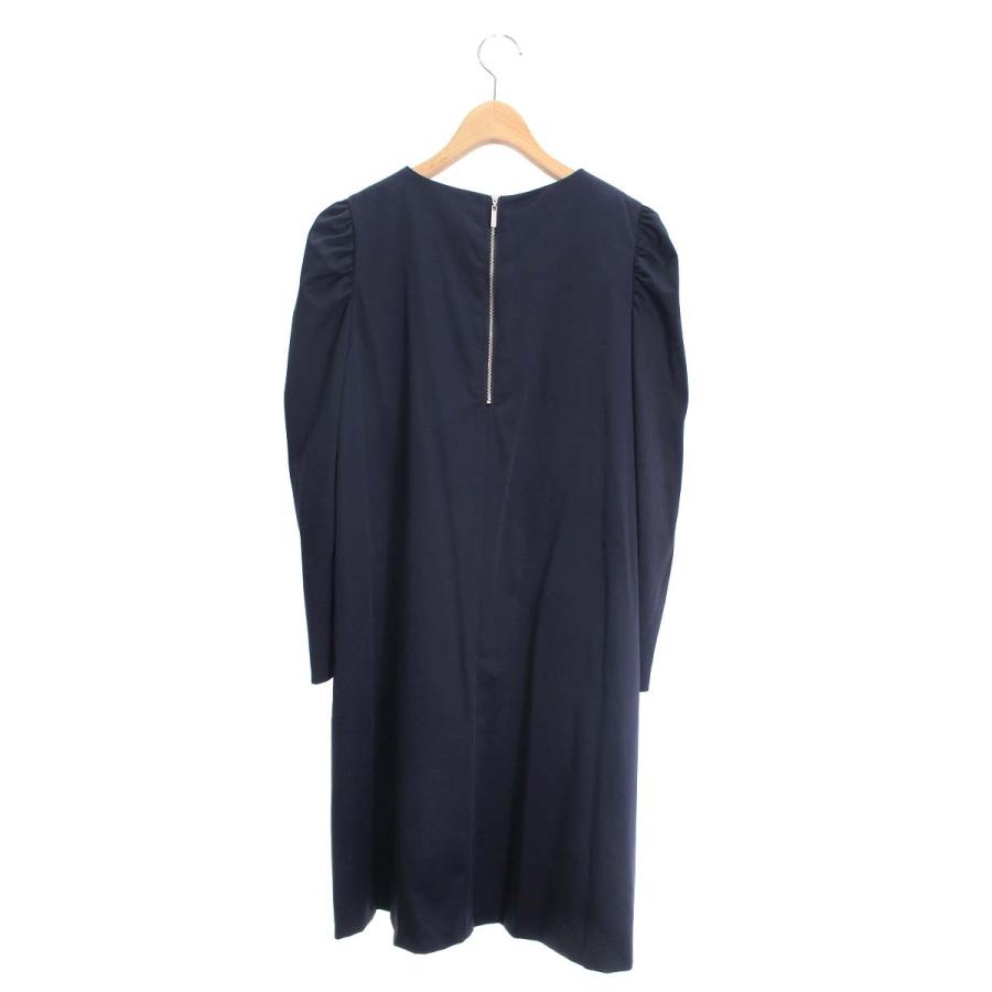 M-PREMIER ネイビーワンピース 02 エムプルミエ A941-002 ワンピース 38 ネイビー パフスリーブ