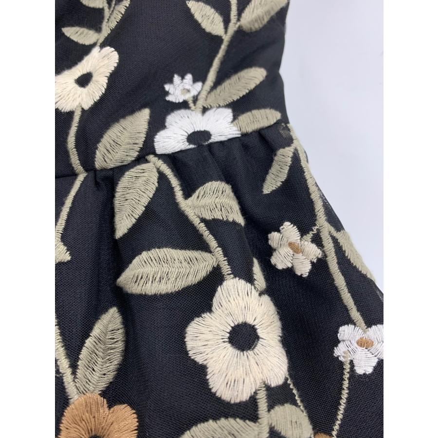 エムズグレイシー 411111 ワンピース 40 ブラック 花 刺繍 レース 