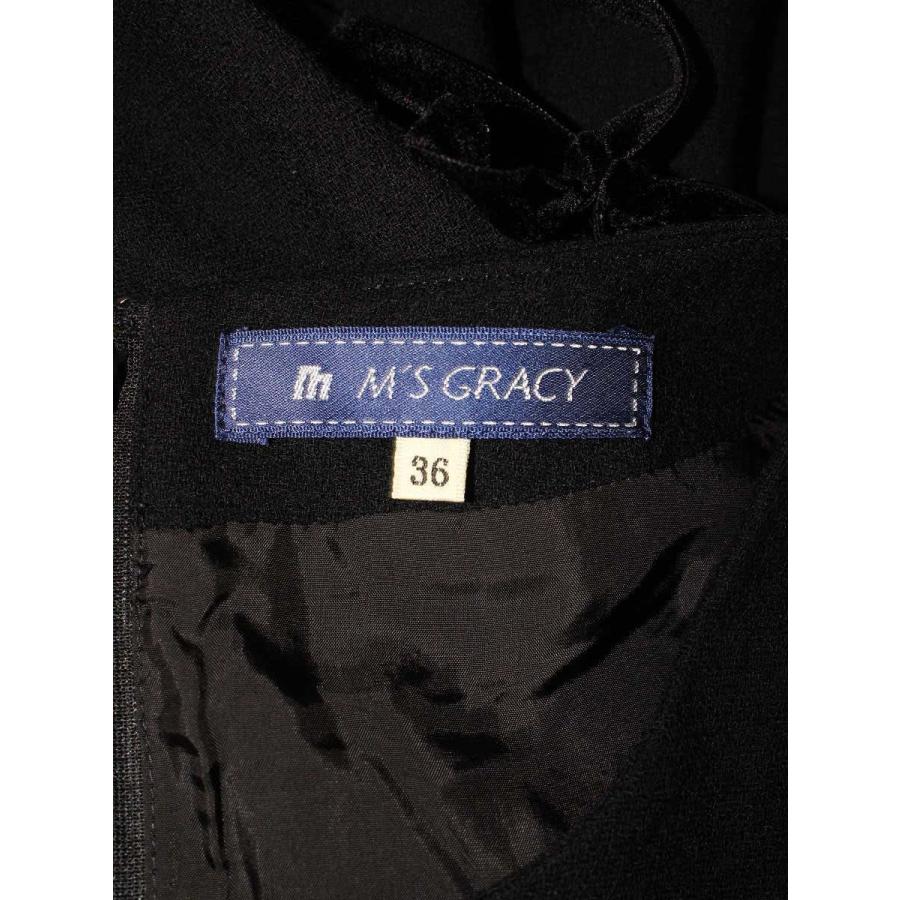 エムズグレイシー 821731 ワンピース 36 ブラック 小花柄刺繍