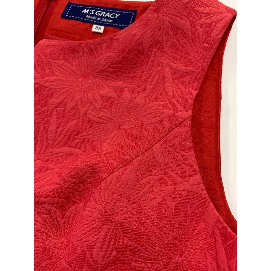 エムズグレイシー 411354 ワンピース 38 レッド フラワー ラメ