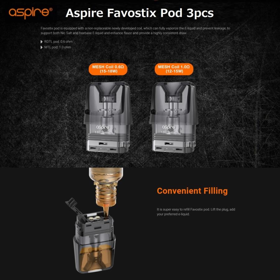 Aspire Favostix Pod 3pcs VAPE 電子タバコ | 