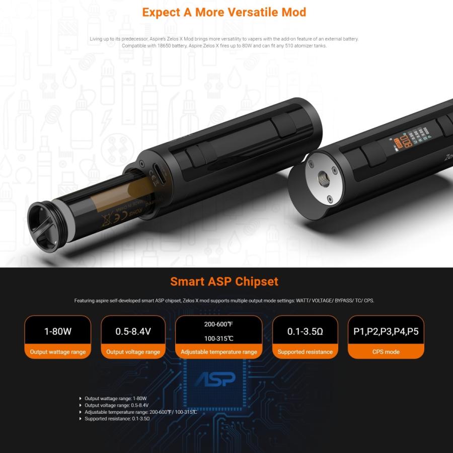 Aspire Zelos X Mod VAPE 電子タバコ |  | 02