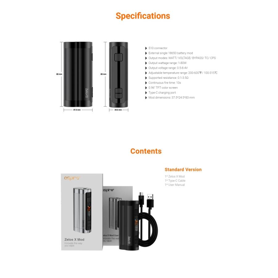 Aspire Zelos X Mod VAPE 電子タバコ |  | 05