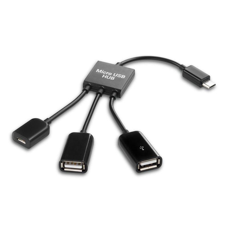 kwmobile 3in1 Micro USB アダプター マイクロUSB 分配器 OTG ハブ スマートフォン タブレット USB