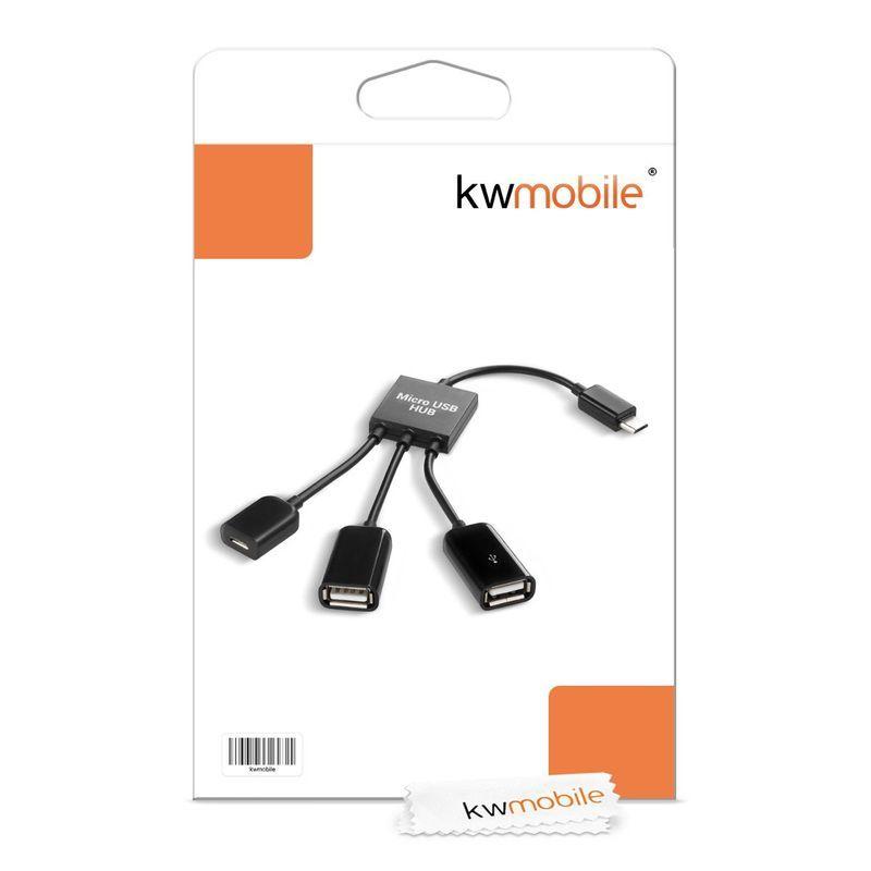 kwmobile 3in1 Micro USB アダプター マイクロUSB 分配器 OTG ハブ スマートフォン タブレット USB