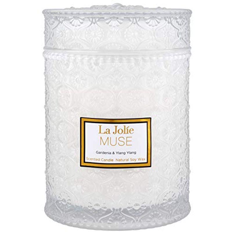 1664円 数量限定価格 La Jolie Muse アロマキャンドル イランイランの香り 木の芯 ガラスの瓶 550g 90時間 ギフト プレゼント