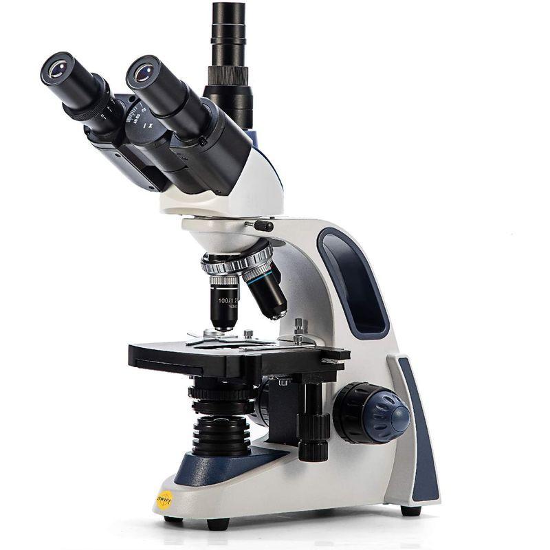 BerikarSWIFT 三眼生物顕微鏡 高性能3眼タイプ生物顕微鏡 研究用 ジーデントップ式30度傾斜三眼鏡筒 実 LED照明 1W  最大2500X拡大