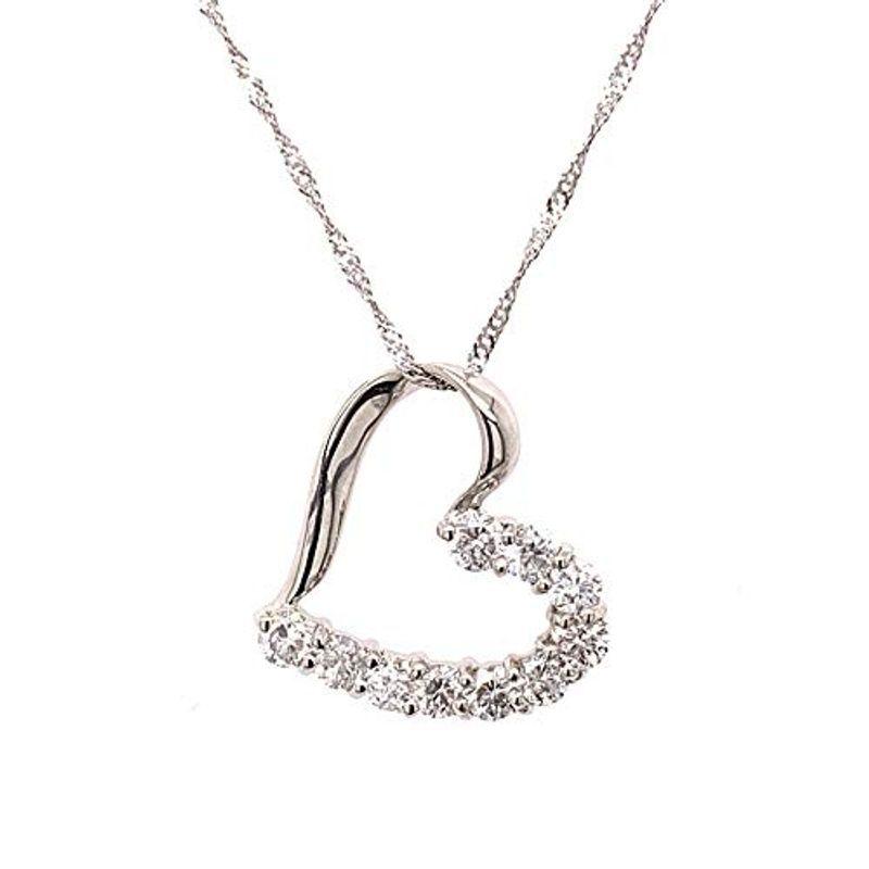 KASHIMAプラチナ900 0.3ct ダイヤモンド オープン ハート ペンダント ネックレス(15998円)