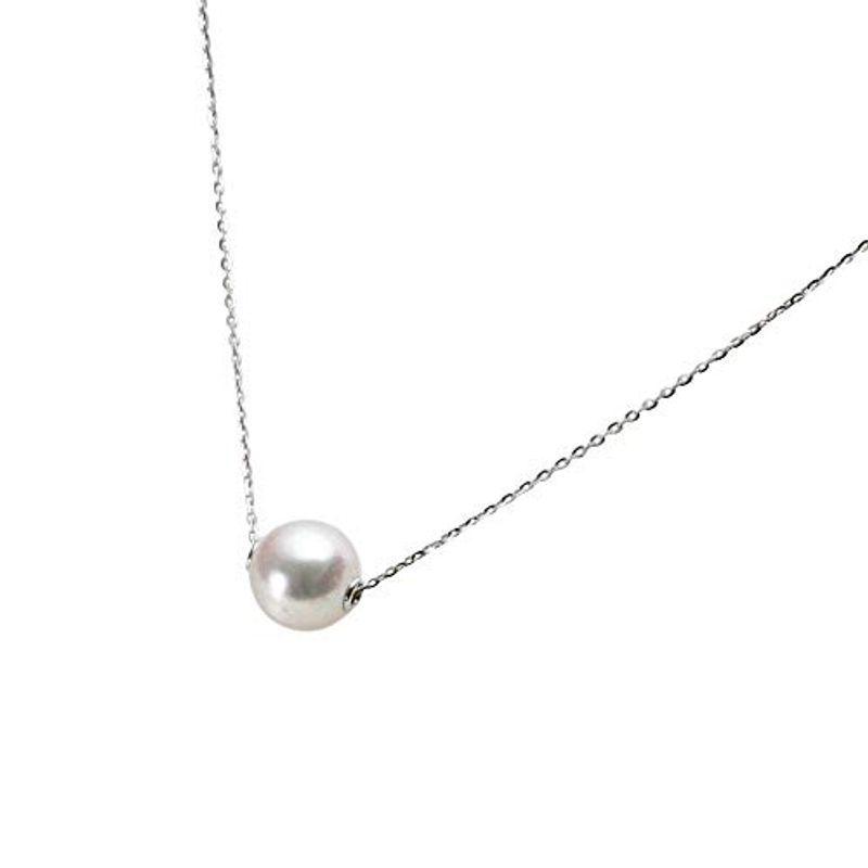 パール ネックレス 7.5mm アコヤ真珠 パールペンダント （ホワイトピンク・マリン） K18WG レディース ギフトラッピング済み