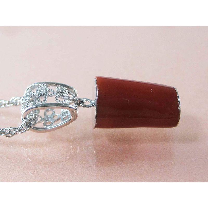 【売り切りお値下げ】 血赤珊瑚 ペンダント 13mm 高知産 サンゴ プチダイヤモンド付 18金ホワイトゴールド ネックレス 無染色さんご 63cm メッキチェー 【GMS1754160564】(61386円)