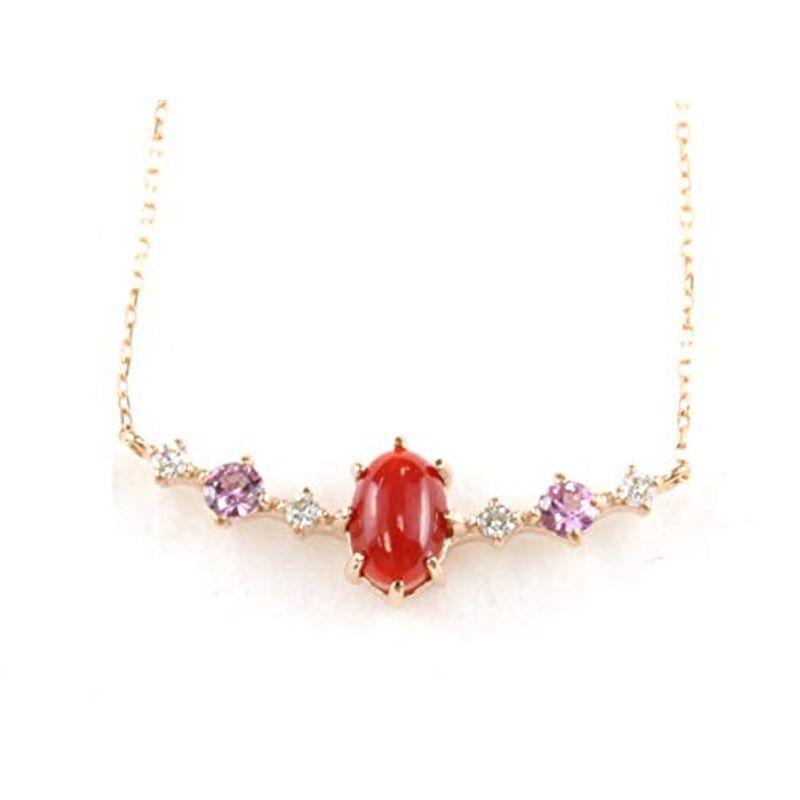 セール品日本産 赤 珊瑚 サンゴ オーバル ダイヤモンド K18YG イエロー ゴールド 御守り 幸運 プレゼント 3月誕生石 幸福 長