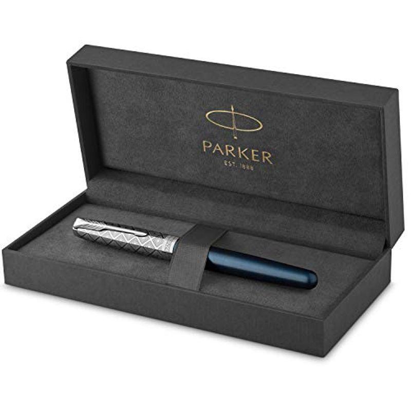 PARKER パーカー公式 ソネット プレミアム 万年筆 F 細字 高級 ブランド ギフト ペン先 18金 メタル&ブルーCT 211979