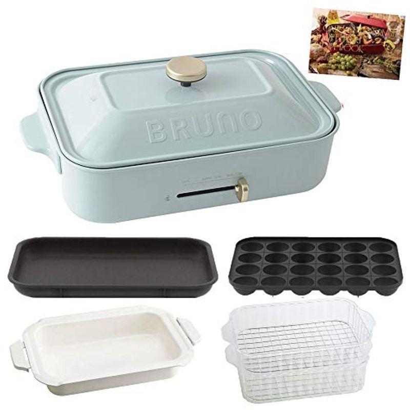 大流行中 セラミックコート鍋 プレート3種 たこ焼き 本体 コンパクトホットプレート ブルーノ Bruno 平面 ブル レシピブック付き スチーマー キッチン家電